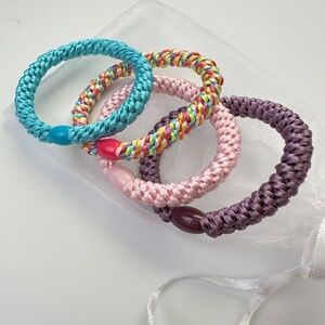 NWT Bundle 4 Individual KKNEKKI 2" Hair Elastics, Rainbow,Blue, Pink, Purple